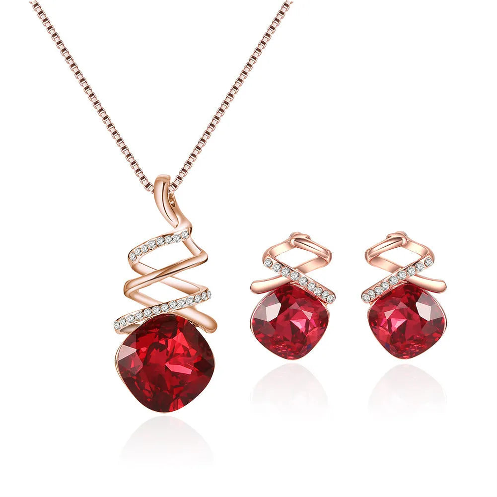 Women's alloy bridal jewellery set with adjustable water wave chain necklace and matching earrings.