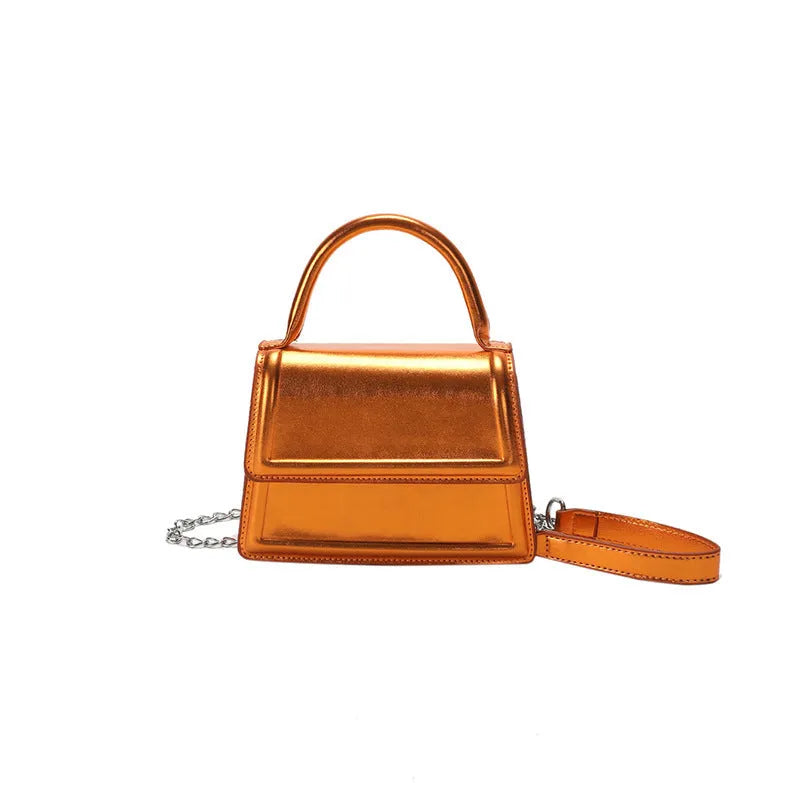 Retro PU leather shoulder bag in horizontal square shape with crossbody strap