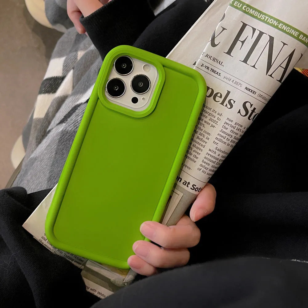 Frosted matte silicone iPhone case with skin-feel texture in solid colour options