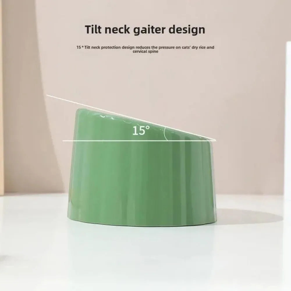Green high-stand cat bowl with cactus design and a large opening.