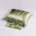 Silk double-sided pillowcase with zipper closure in baby blue colour
