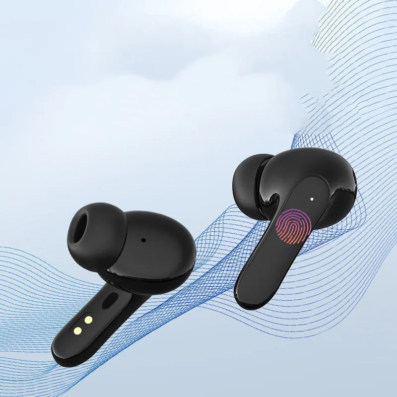 Wireless TWS in-ear sports headphones in black or white with bilateral stereo sound and charging case