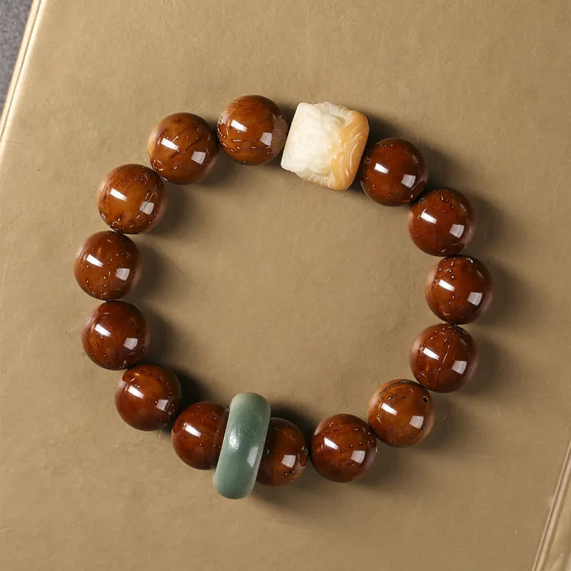 Ivory nut lion round beads hand-woven bracelet national style retro design