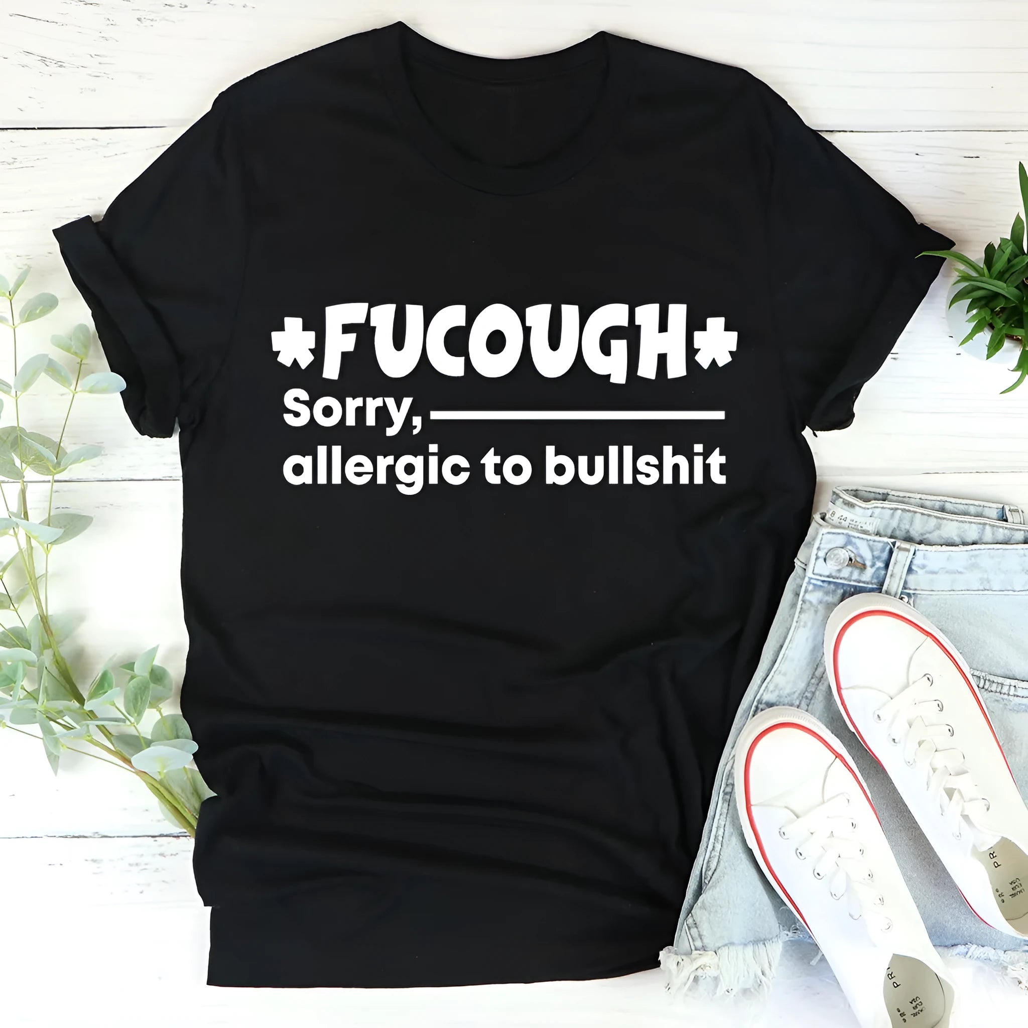 Black cotton loose fit T-shirt with short sleeves and round neck for men and women