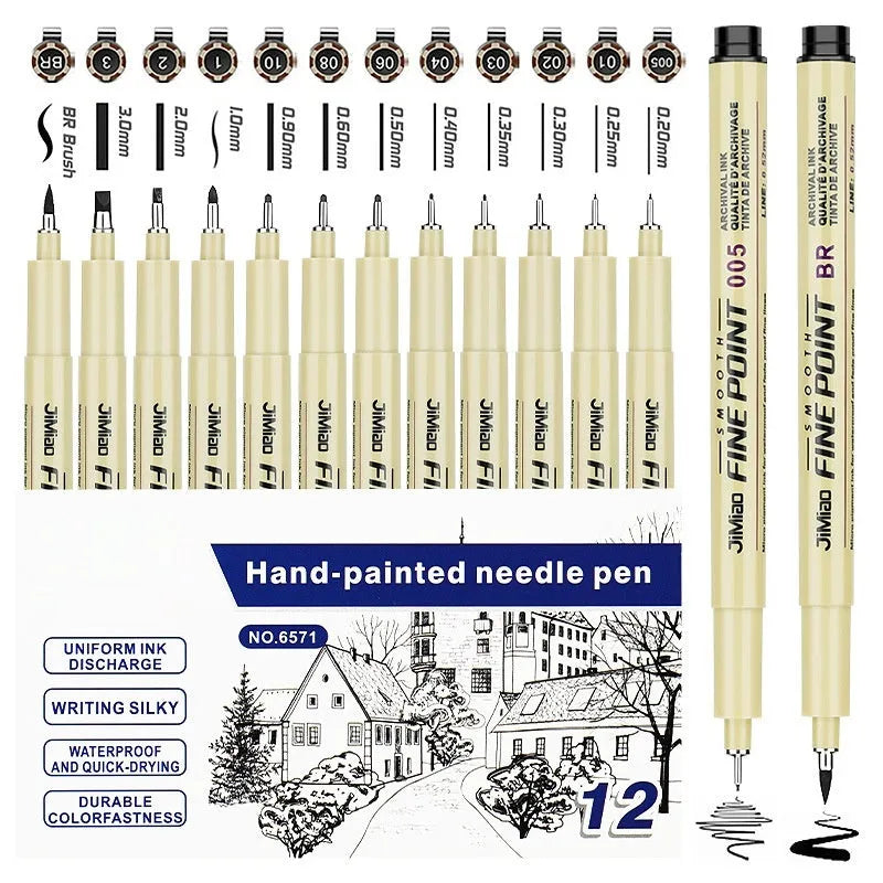 Waterproof needle pen with cartoon syringe design for drawing and writing