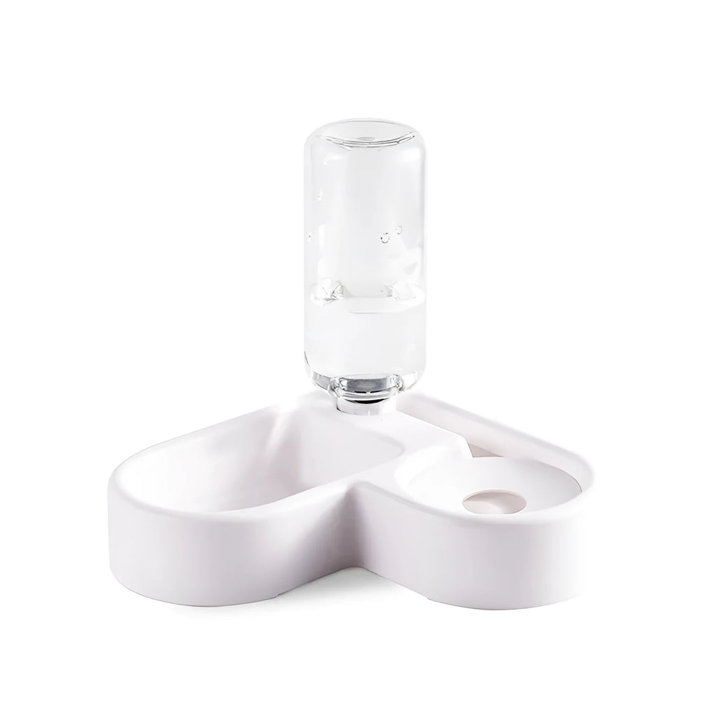 White pet water fountain for cats and dogs with four drinking mode settings.