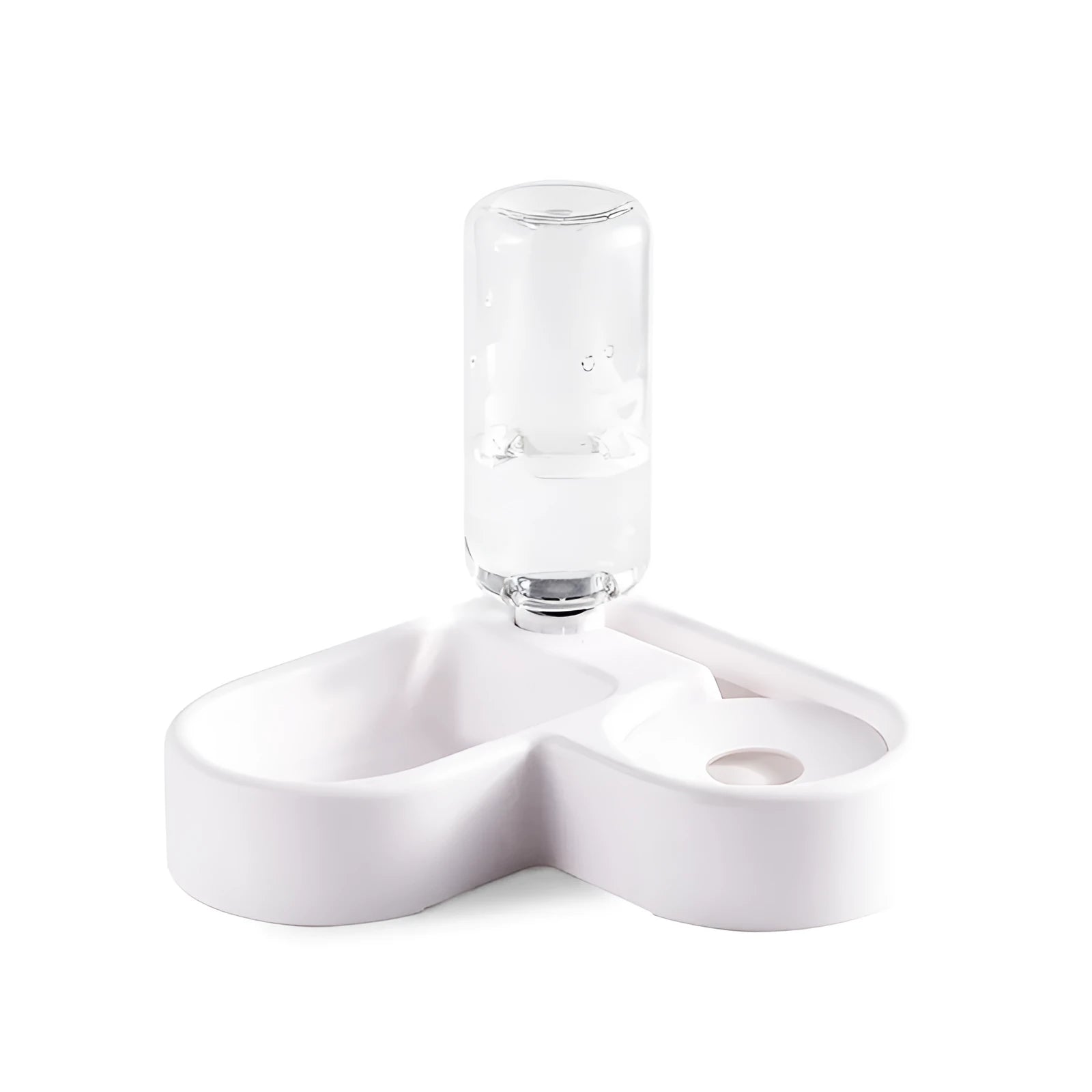 White pet water fountain for cats and dogs with four drinking mode settings.