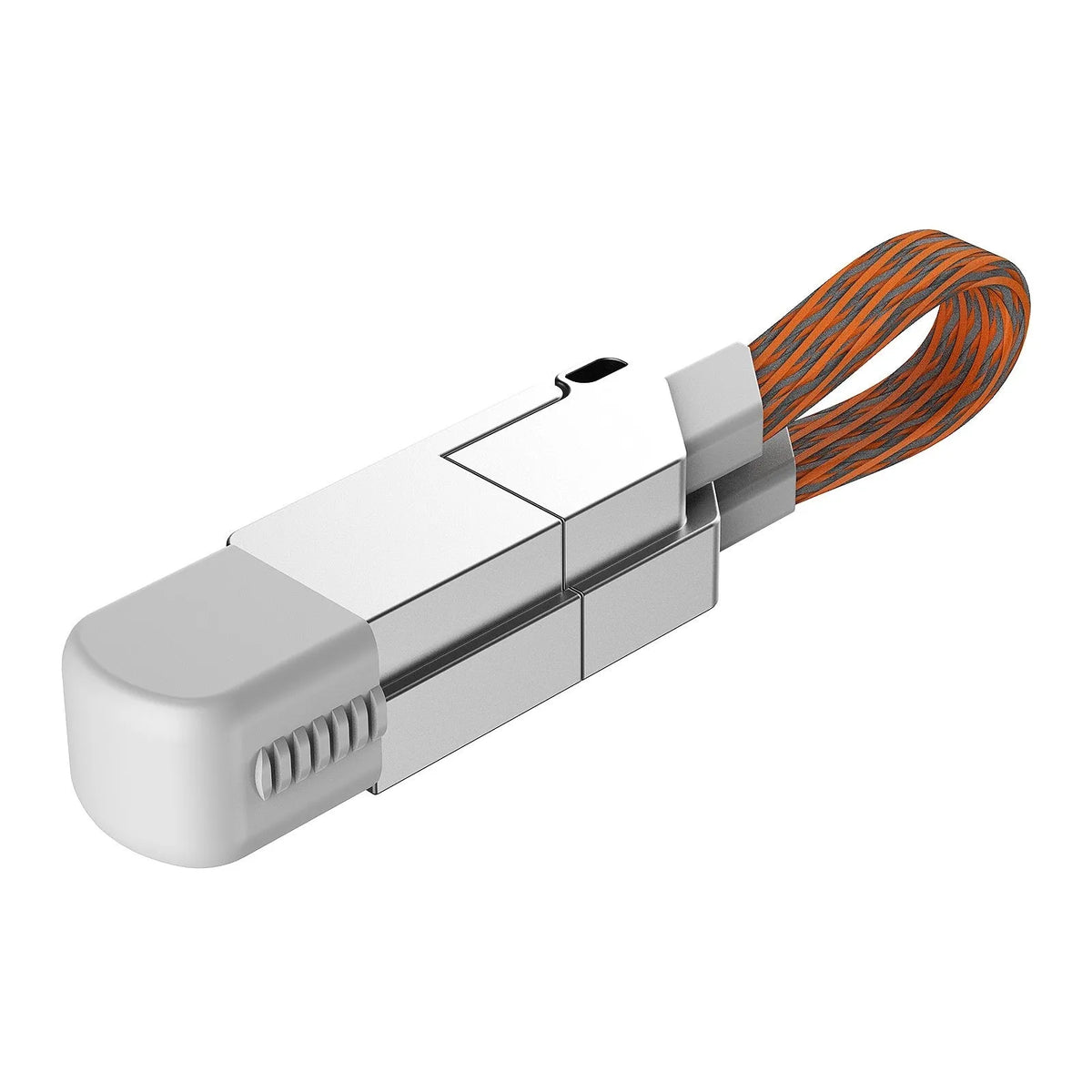 Six-in-one 120W fast charge data cable with zinc alloy connectors in black, showing multiple USB tips