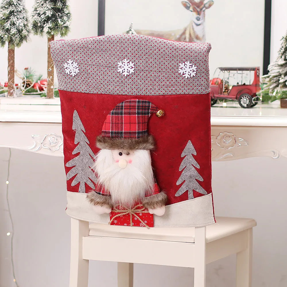 Three-dimensional cartoon chair cover featuring snowman design on cloth, home decor item