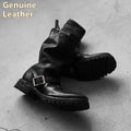 Men's dark style retro Martin boots with zipper closure and round toe in black colour options