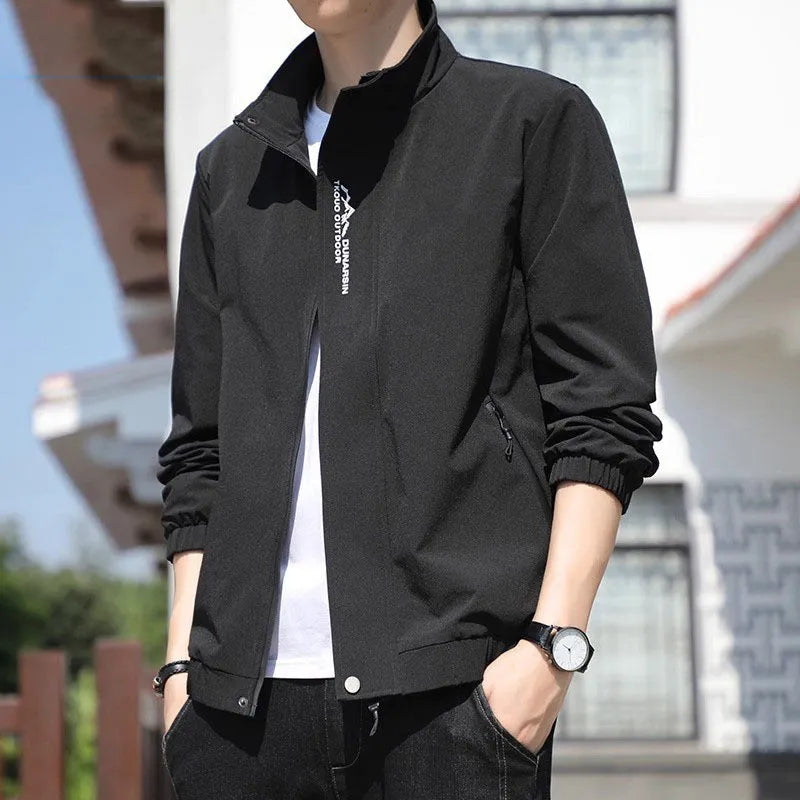 Men's stand collar casual coat in polyester fabric available in multiple colours