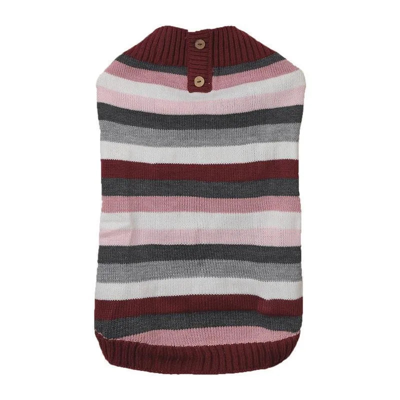 Dog sweater with horizontal contrast zipper and button pocket for small medium dogs