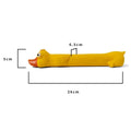 Yellow duck latex dog toy, 26cm long, with built-in squeak sounder for chewing and play