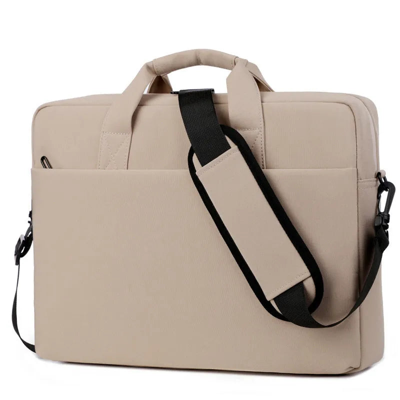 Polyester full airbag shockproof computer bag in Oxford cloth, solid colour, for 14 inch laptop, black or brown option