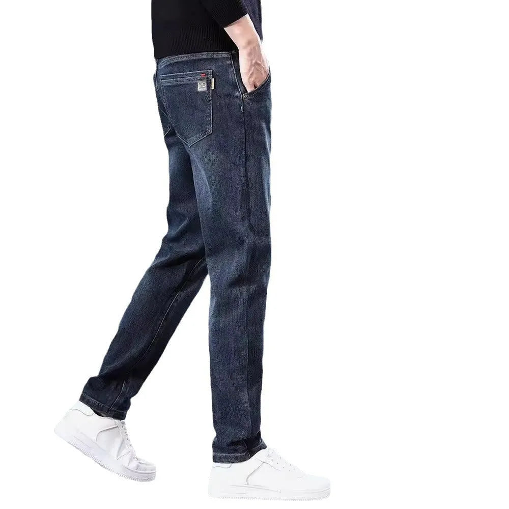 Women's straight leg trousers in blue grey with micro-elastic polyester fabric