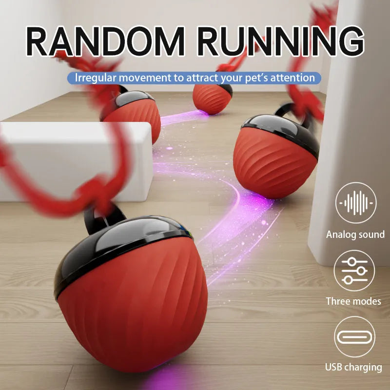 ABS cat teasing ball for self-hi relieving play, 6.8 x 8.1cm, in blue or red, with 200mAh battery