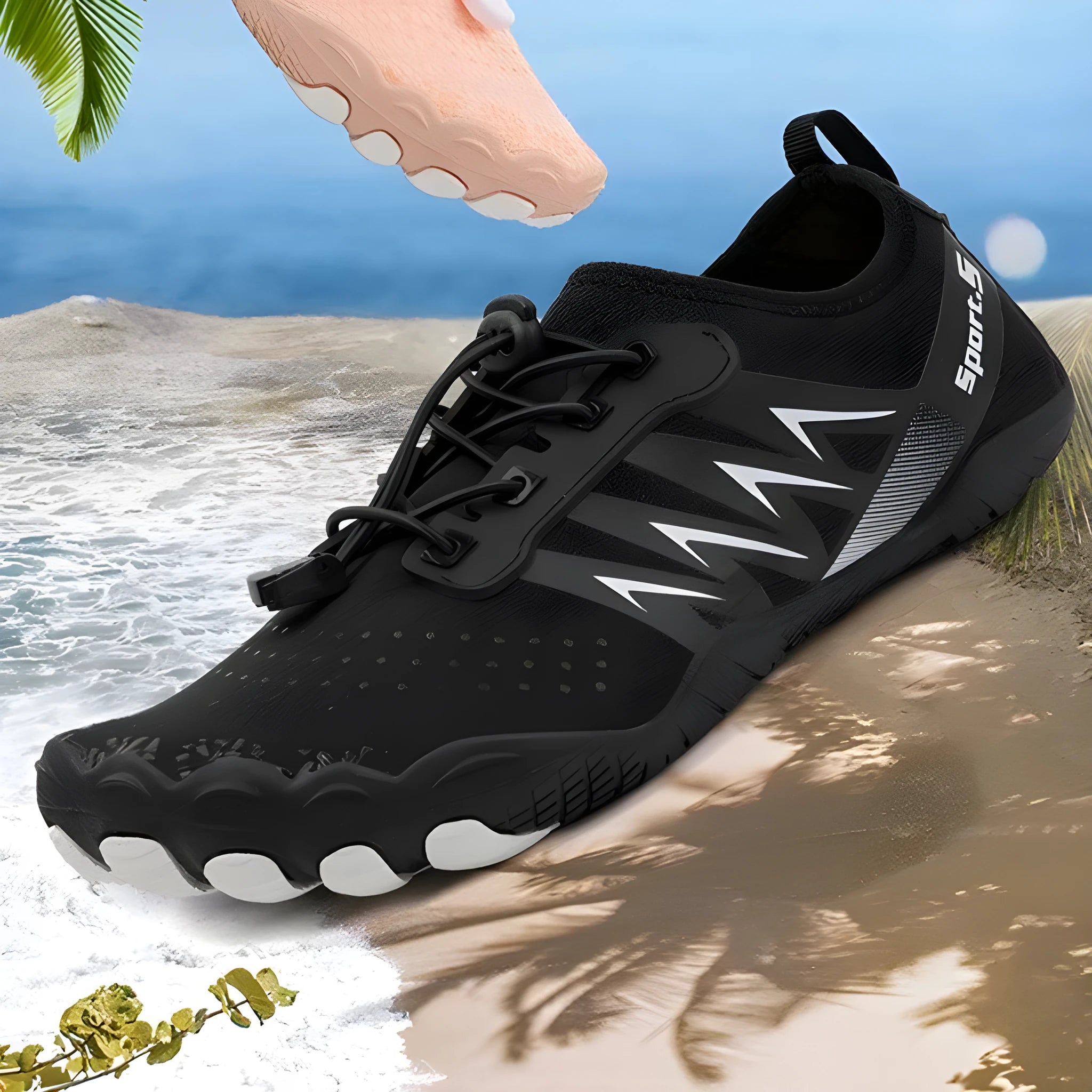 Low-top river tracing shoes with mesh upper in apricot colour with rubber sole