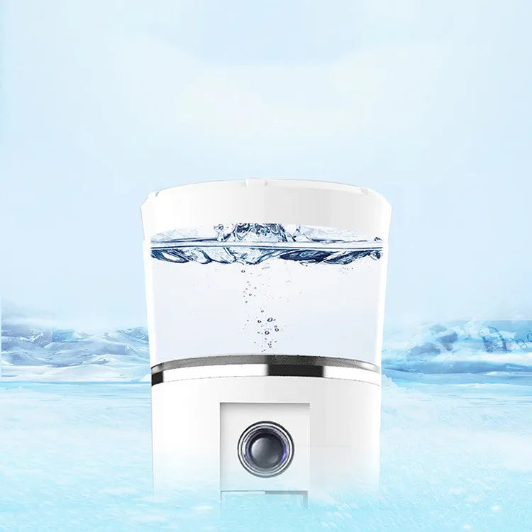 White rechargeable portable facial spray moisturizer with USB charging, 15cm tall