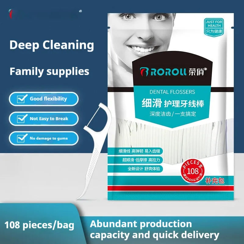 Independent packaging disposable floss in plastic bag with 180x238mm dimensions