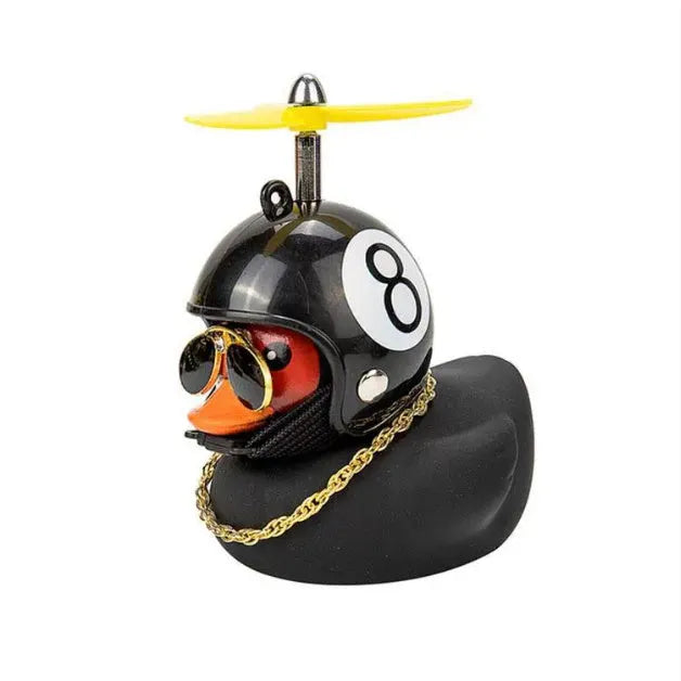 Little yellow duck self-propelled motorcycle ornament with air horn car bell in plastic fibre, styles A B C D Black 8 African Black Duck