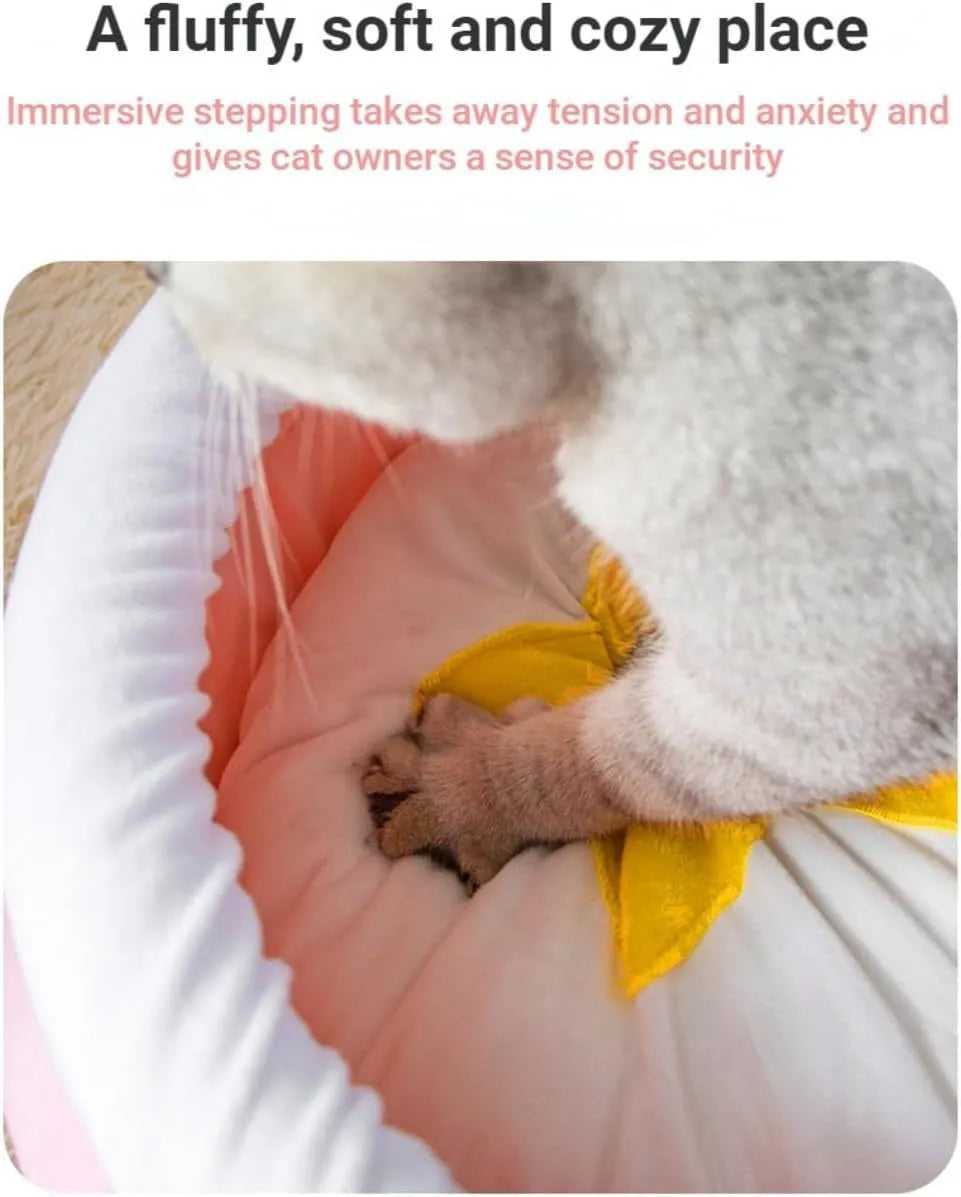 Pink and yellow honey pot shaped cat sofa bed with removable pad for small pets