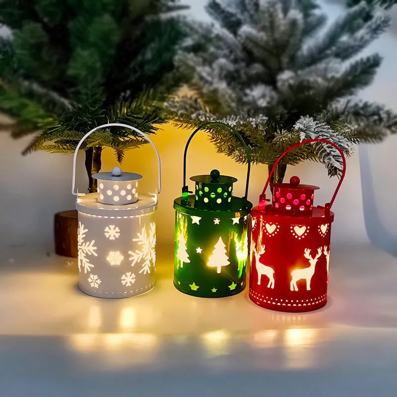 Wrought iron Christmas candle light with LED flickering flame in Nordic style design