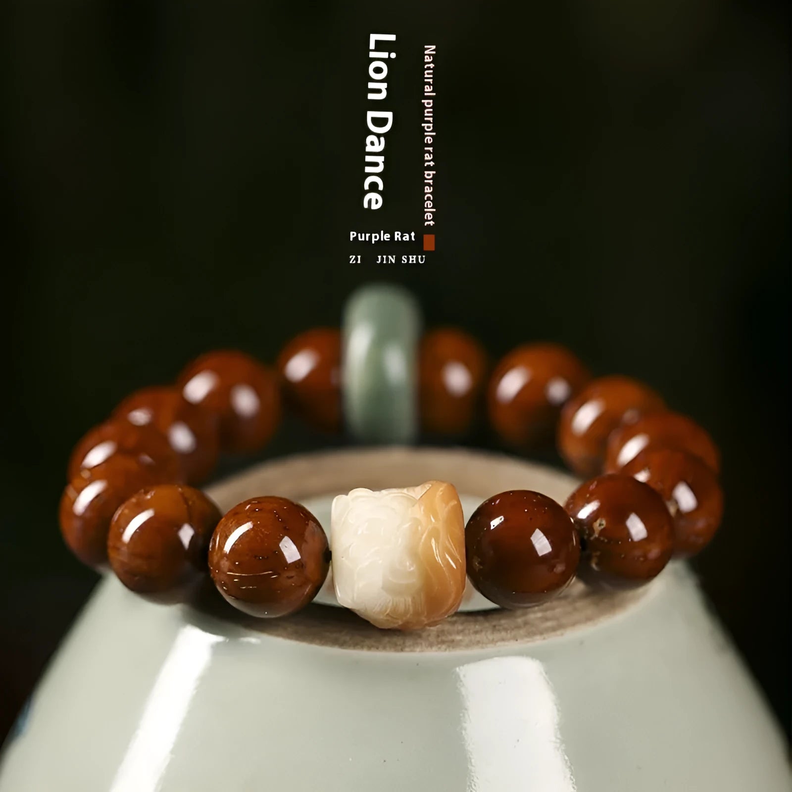 Ivory nut lion round beads hand-woven bracelet national style retro design