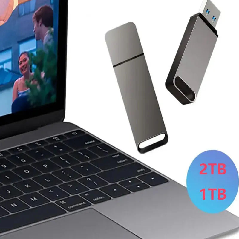 Customisable metal USB flash drive in black, red, or silver with large storage capacity options