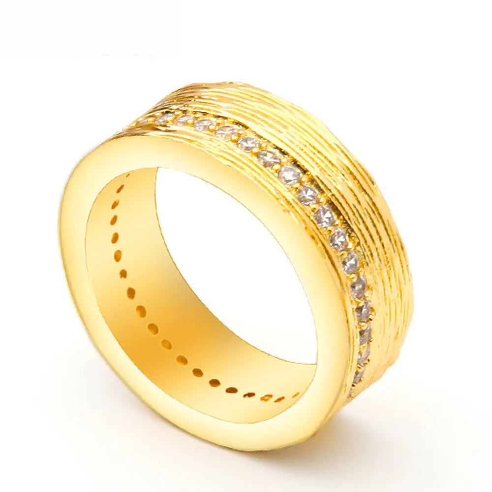 Gold electroplated geometric zircon ring for women in UK sizes 6, 7, 8