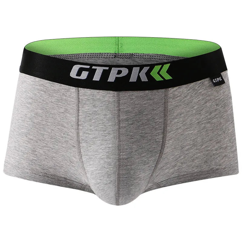 Men's cotton boxer briefs in solid colours, breathable knit fabric with mid-waist design