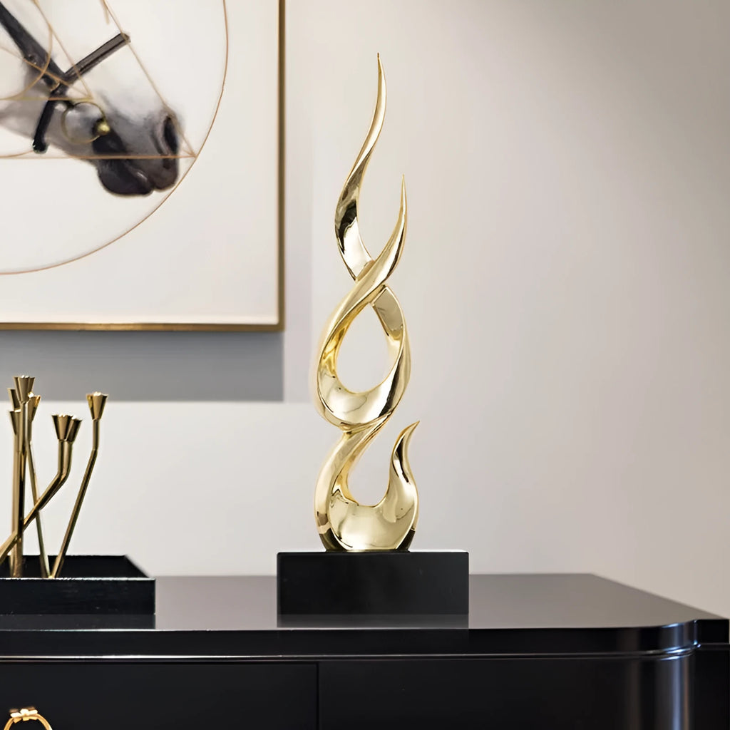 Resin high-rise festival decoration ornament in bright gold colour with modern simple styling