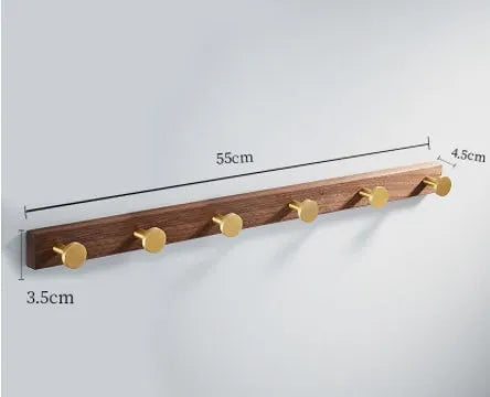 Black walnut bathroom clothes hooks with brass wire drawing aluminium construction on wall