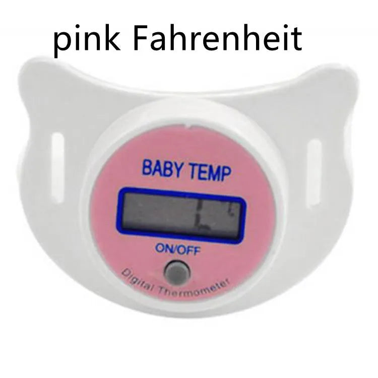 Baby digital pacifier thermometer with LCD display in blue and pink colour options