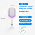 Black rechargeable electric mosquito swatter with an ABS plastic shell on a white background.