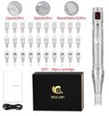 Electric spiral mouth microneedle pen device with stainless steel needle cartridge