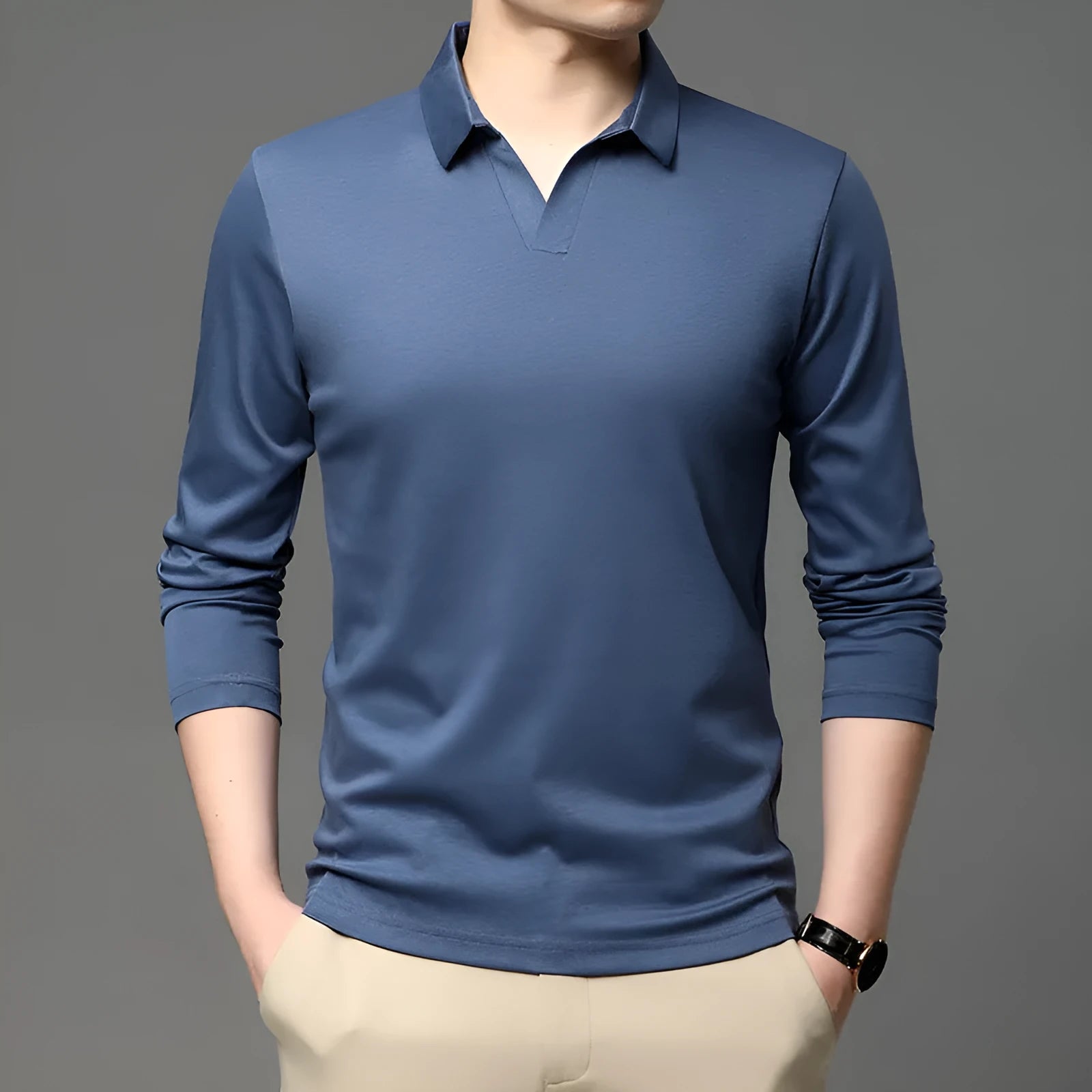 Men's solid colour cotton lapel long sleeve casual shirt in regular fit, black colour