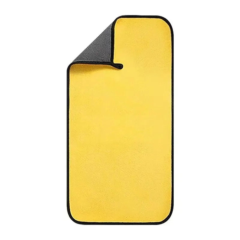 Traceless car wash towel absorbent thickening microfiber double-sided yellow gray 30x60CM