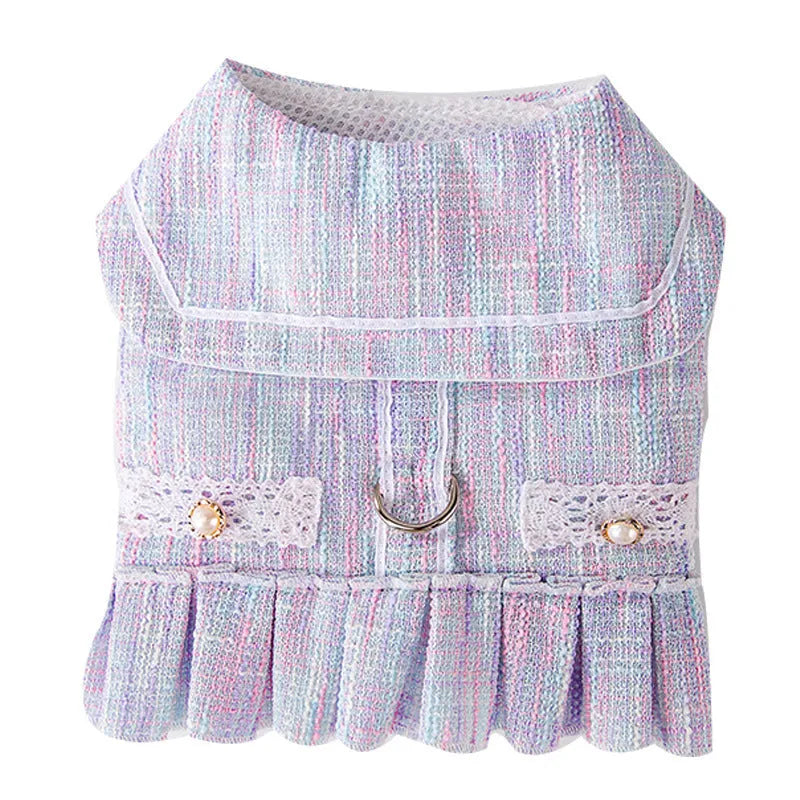 Salem purple and pink polyester pet clothing for small cats and dogs in sizes S, M, L, XL.