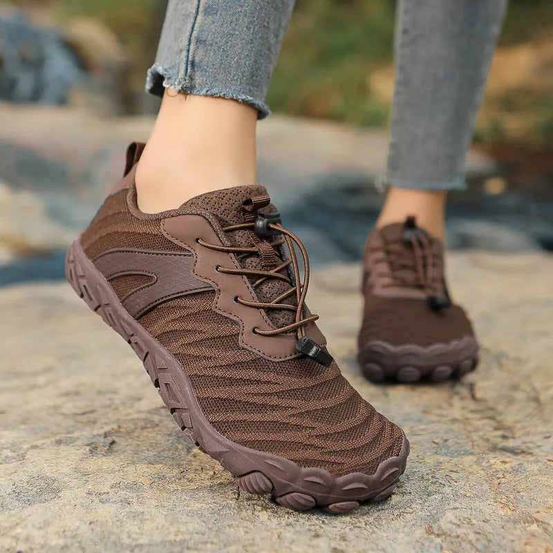 Low top hiking shoes with breathable mesh lining and rubber sole in multiple colour options