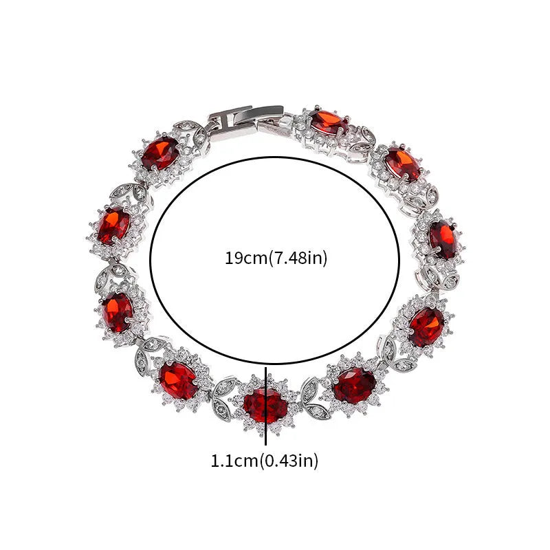 Personality Trend women's simple inlaid zircon bracelet in environmentally friendly alloy, shown in one of nine gemstone colour options.