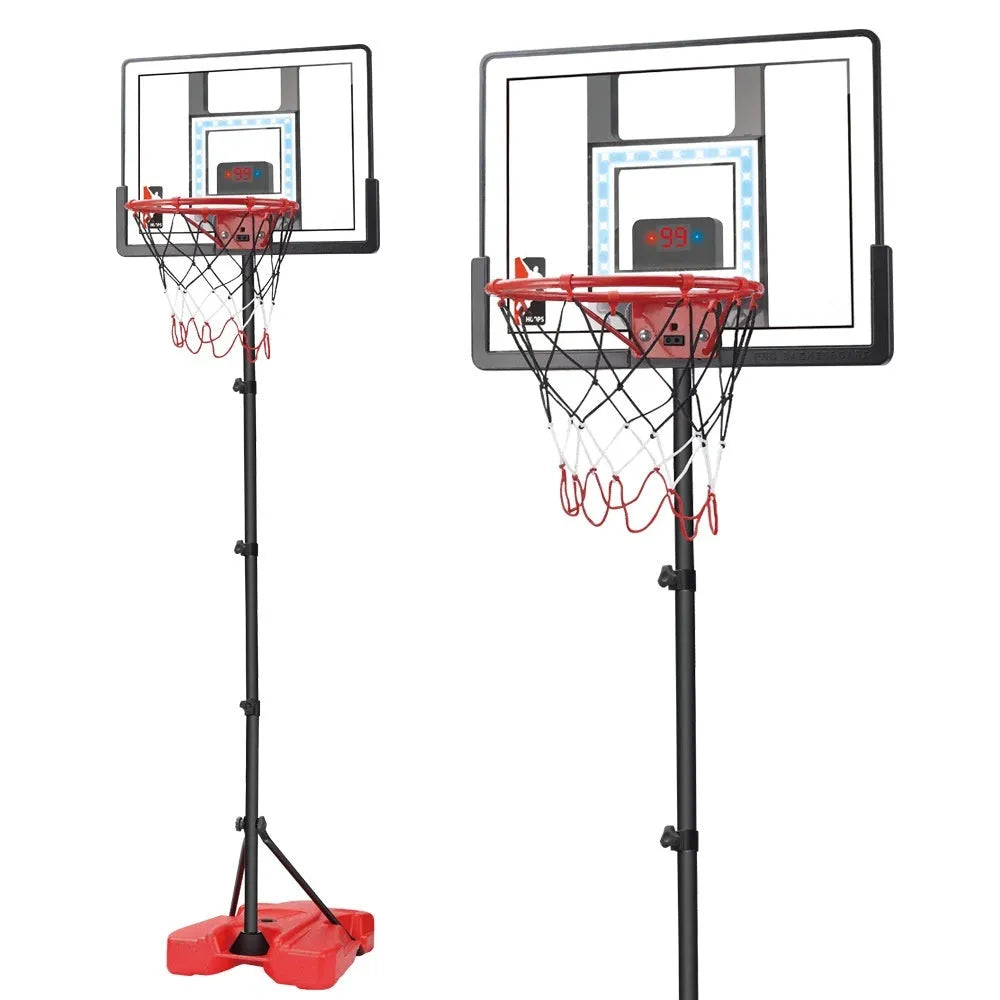 Mute Scoring Dunk outdoor folding hoop with LED backboard, red and white options, adjustable height