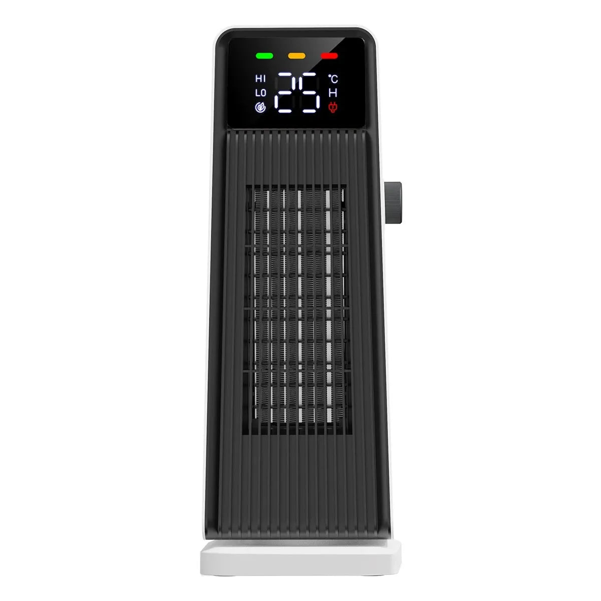 Small white air conditioner with PTC heater, touch controls, and shaking head for 30m² rooms