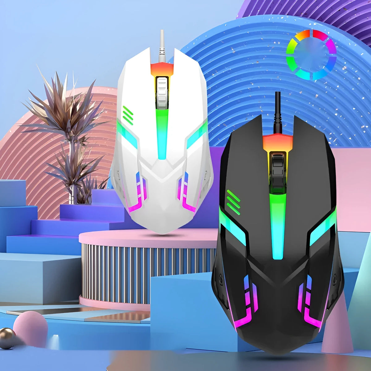 E-sports weighted wired mouse in black with USB cable, large design, photoelectric sensor