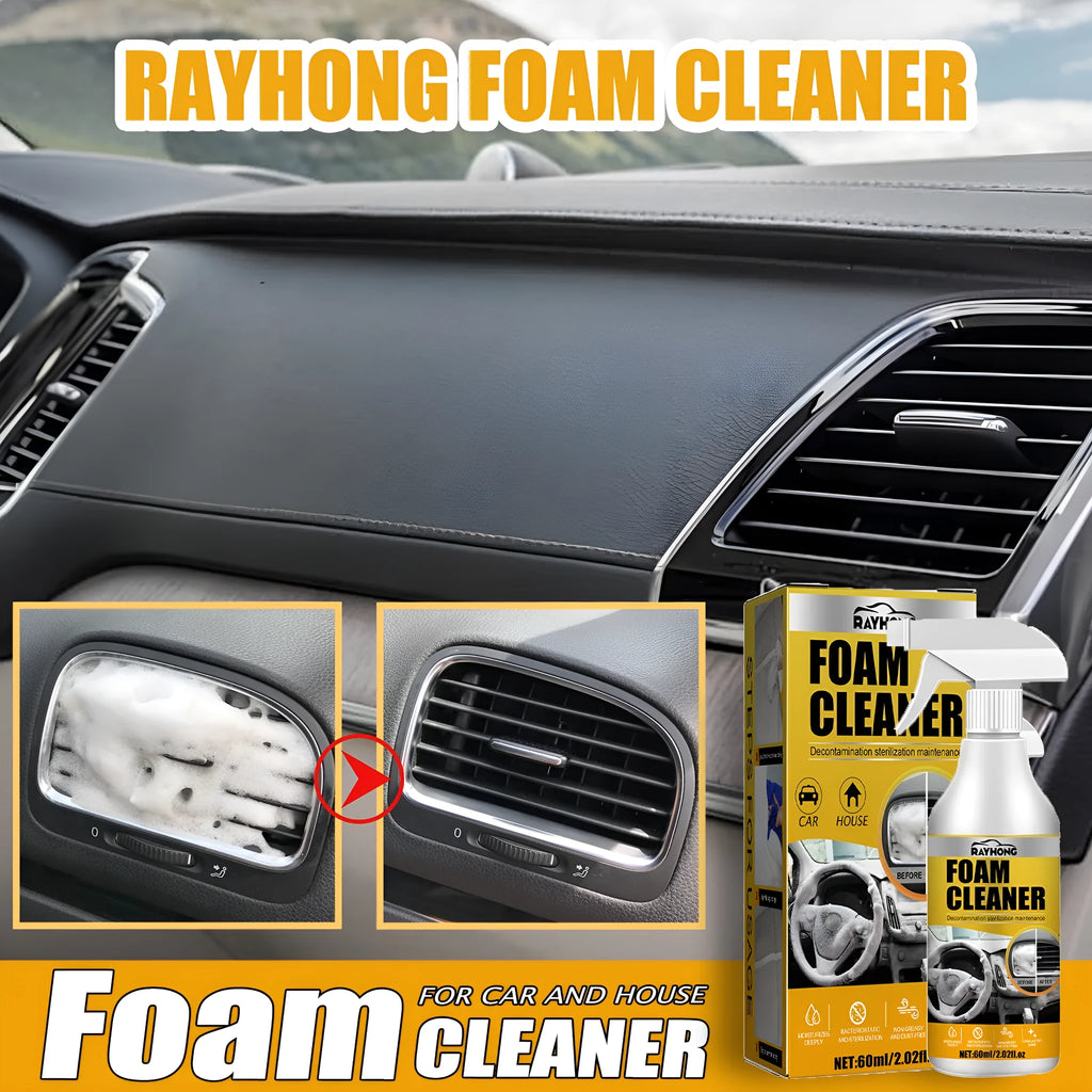 Car interior foamed cleaner kit showing 60ml container and 10x10cm sponge for wash-free cleaning