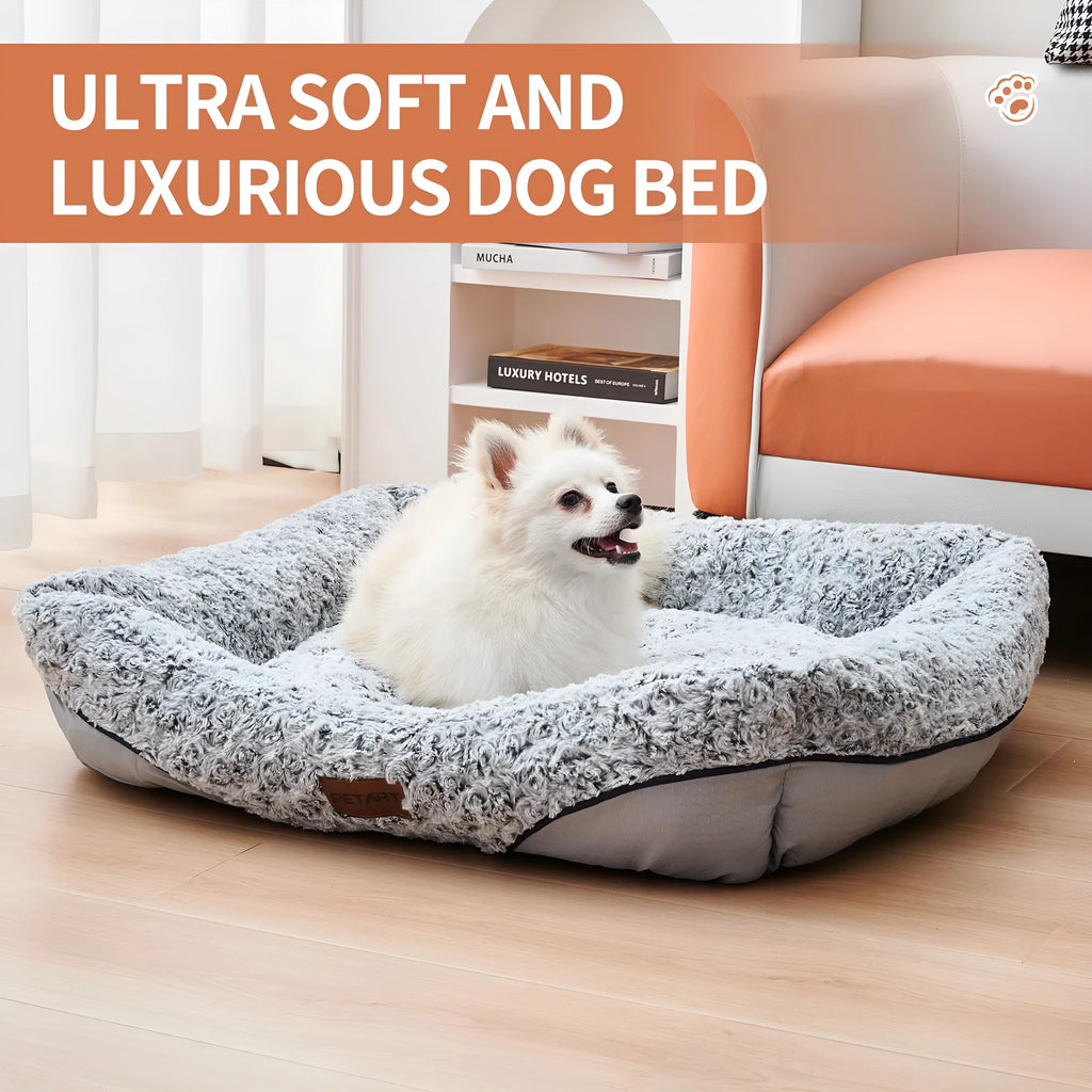 Swirl rose velvet dog bed with removable cushion for small and medium dogs and cats, S M L