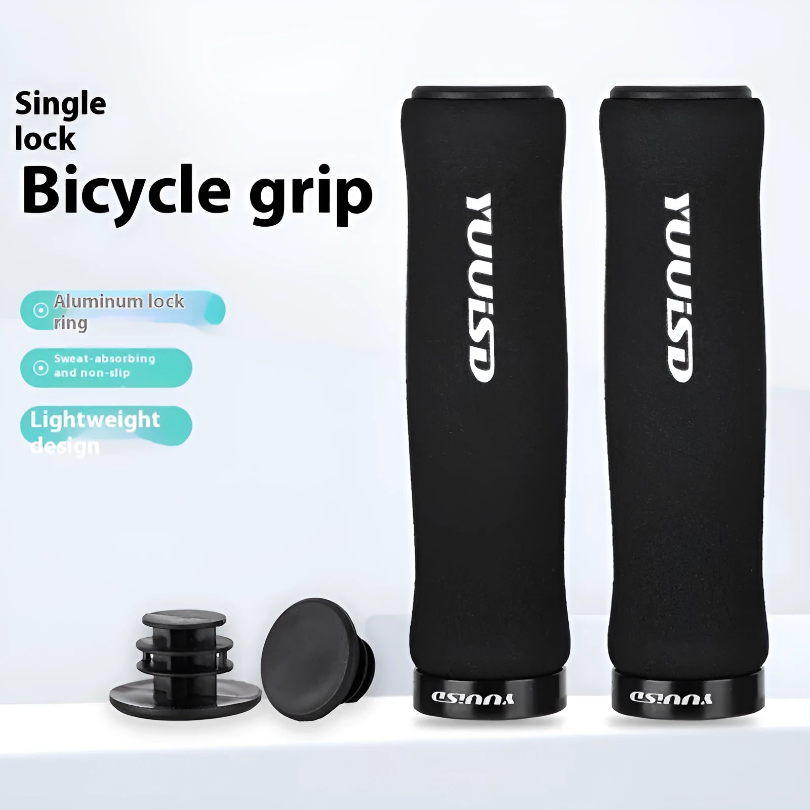 Mountain bike sponge handle covers in black, purple and biange colours showing ultra-lightweight 41g design