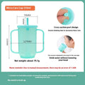 Adult oblique mouth choke proof bed drinking cup with handle and optional wrist splint.