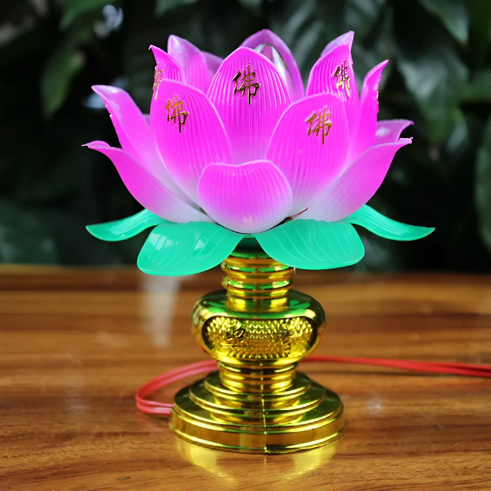 Colourful lotus flower design Buddha plug-in lamp for altar worship.