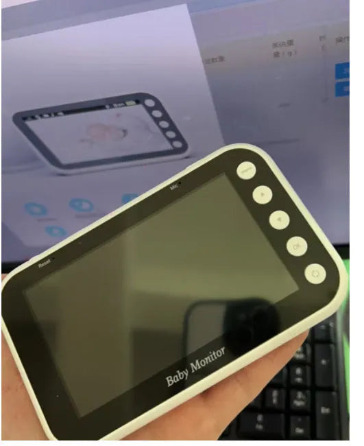 43 inch baby monitor with remote display control showing night vision image on 4.3 inch LCD screen