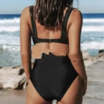 Women's solid colour bikini set in a slim fit, shown in one of four colour options.